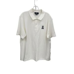 Psycho Bunny Polo Shirt White Pima Cotton Silver Bunny Size 8 XXL